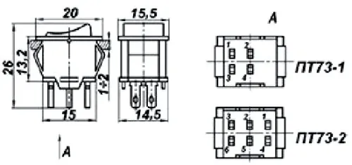 ПТ73-1-2 тумблер (Зелёные) фото 3 ПТ73-1-2 тумблер (Зелёные) фото 3